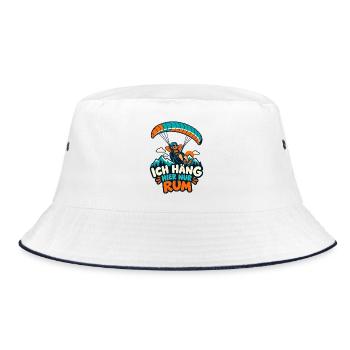 Paragliding Humor Ich häng hier Rum - Bucket Hat - Weiß/Navy - Vorne