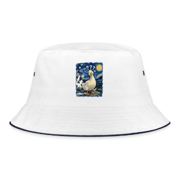 Gänse Sternennacht-Impression - Bucket Hat - Weiß/Navy - Vorne