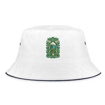 Irland | Kleeblatt, Harfe & Kelten - Bucket Hat - Weiß/Navy - Vorne