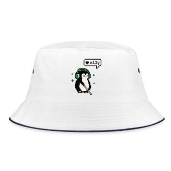 A11y Penguin - Pixel Accessibility - Bucket Hat - Weiß/Navy - Vorne