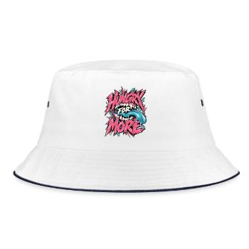 Hunger for More: Neon Bite - Bucket Hat - Weiß/Navy - Vorne