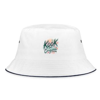 Kook Original Surf Aquarell Sonnenuntergangspalmen - Bucket Hat - Weiß/Navy - Vorne