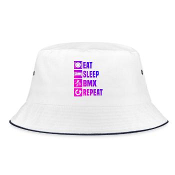 BMX-Fahren Geschenkidee für die Freestyle-Fahrerin - Bucket Hat - Weiß/Navy - Vorne