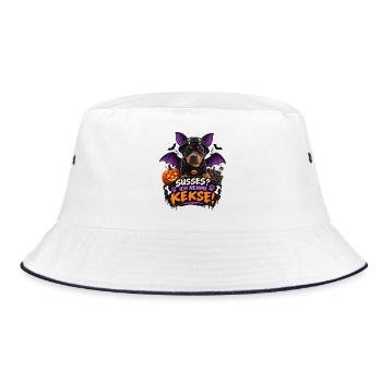 Kleiner Vampirhund will Kekse  - Bucket Hat - Weiß/Navy - Vorne