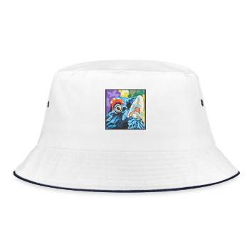 Farbrausch Papageienblick Auerhahn - Bucket Hat - Weiß/Navy - Vorne