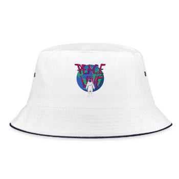Frieden im All: Erde und Astronaut - Bucket Hat - Weiß/Navy - Vorne