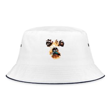 Patchwork Bär Gesicht Farbexplosion - Bucket Hat - Weiß/Navy - Vorne