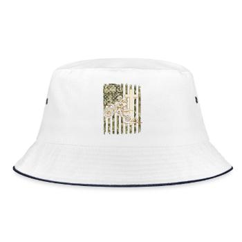 Patriotische Dirtbike-Tarnflagge - Bucket Hat - Weiß/Navy - Vorne
