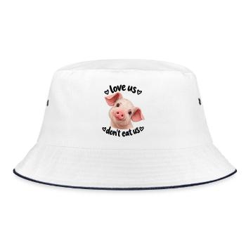 Werde vegan und rette die Tiere - Bucket Hat - Weiß/Navy - Vorne