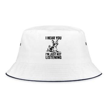 Basenji Spruch Hunde Lustiges Basenji Geschenk - Bucket Hat - Weiß/Navy - Vorne