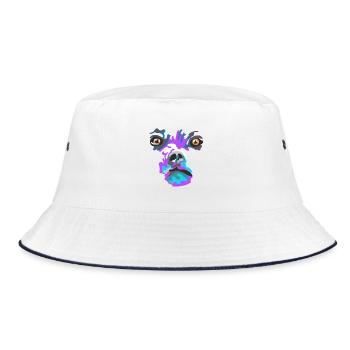 Bunte Hund Gesichtskunst Farbsplash - Bucket Hat - Weiß/Navy - Vorne