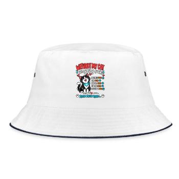 Ohne meine Katze ist alles - Bucket Hat - Weiß/Navy - Vorne