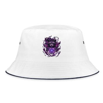 Waschbär mit violetter Aura - Bucket Hat - Weiß/Navy - Vorne