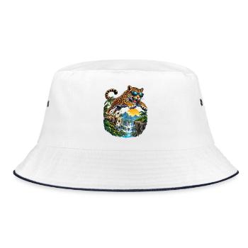 Actionreicher Jaguar für kleine Abenteurer  - Bucket Hat - Weiß/Navy - Vorne