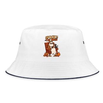 Gruselige Katzenmama Geister-Süße Halloween-Kunst - Bucket Hat - Weiß/Navy - Vorne
