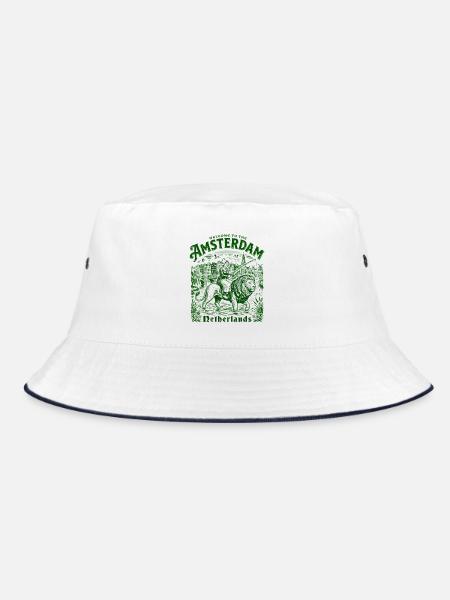 Welcome To Amsterdam Netherlands European - Bucket Hat - Weiß/Navy