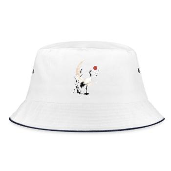 Mondsichelkranich - Bucket Hat - Weiß/Navy - Vorne