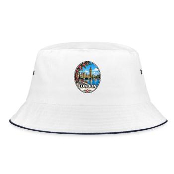 London Sehenswürdigkeiten Themse Großbritannien - Bucket Hat - Weiß/Navy - Vorne
