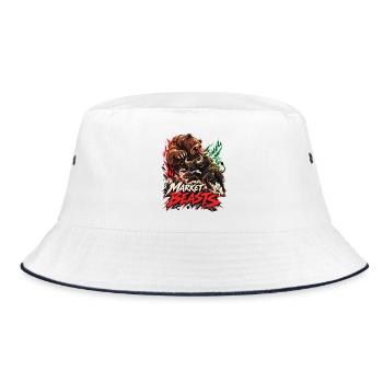 Market Beasts: Bärensturm vs Stier - Bucket Hat - Weiß/Navy - Vorne