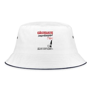 Gästeliste Junggesellenabschied Gästebuch Hochzeit - Bucket Hat - Weiß/Navy - Vorne