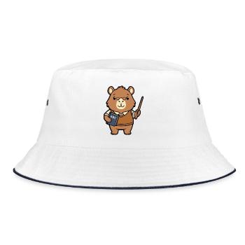 Niedliche Kapybara-Lehrerin, süßes Tier zurück in die Schule - Bucket Hat - Weiß/Navy - Vorne