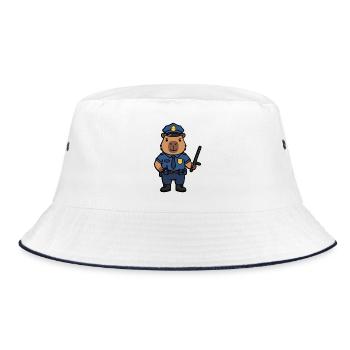 Süßer Capybara-Polizist Ästhetischer Niedlicher Nagetier - Bucket Hat - Weiß/Navy - Vorne