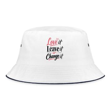Love it Leave it or Change it – Lebensmotto - Bucket Hat - Weiß/Navy - Vorne