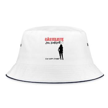 Gästeliste Gästebuch zur Hochzeit Frau Married - Bucket Hat - Weiß/Navy - Vorne