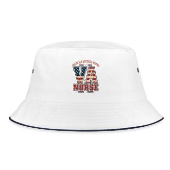 V-A Pflegehelden Patriotisches Design - Bucket Hat - Weiß/Navy - Vorne