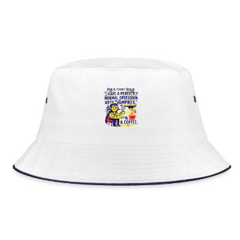 Dublin County Vampire And Coffee Obsession - Bucket Hat - Weiß/Navy - Vorne