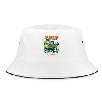 Dublin Tech Support Vampire Hunter By Day - Bucket Hat - Weiß/Navy - Vorne