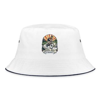 Kiesstaub & Chianti Distressed Cycling Tee - Bucket Hat - Weiß/Navy - Vorne