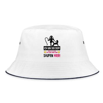 JGA Depp Shirt Lustiger Junggesellenabschied - Bucket Hat - Weiß/Navy - Vorne