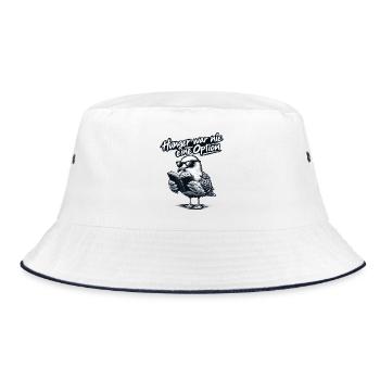 Coole Möve mit Buch "Hunger war nie eine Option"  - Bucket Hat - Weiß/Navy - Vorne