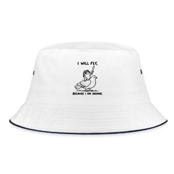I Will Fly Because I Am Insane - Frosch auf Taube - Bucket Hat - Weiß/Navy - Vorne