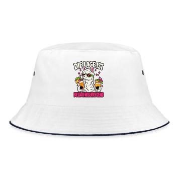 Besäufniserregend – Party Lama - Bucket Hat - Weiß/Navy - Vorne