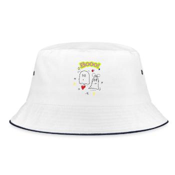 Geisterduo-Doodle - Bucket Hat - Weiß/Navy - Vorne