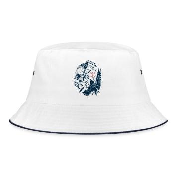 Nordische Mythologie Eule & Rabe - Bucket Hat - Weiß/Navy - Vorne