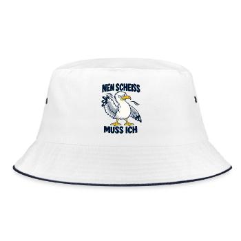 Nen Scheiß muss ich – Freche Möwe - Bucket Hat - Weiß/Navy - Vorne