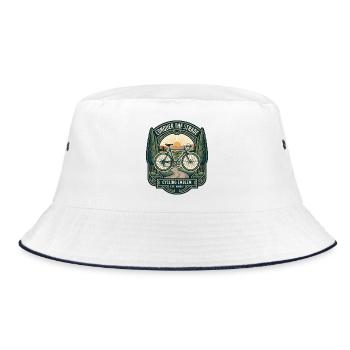 Art-Déco-Radrademblem-Grafik - Bucket Hat - Weiß/Navy - Vorne