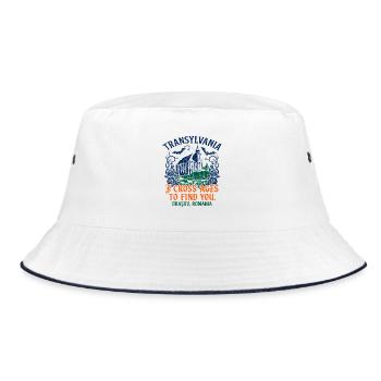 Romantic Transylvania Gothic Typography Brașov - Bucket Hat - Weiß/Navy - Vorne
