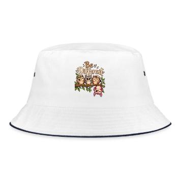 Süße Eulen Be different Eulenfans anders sein  - Bucket Hat - Weiß/Navy - Vorne