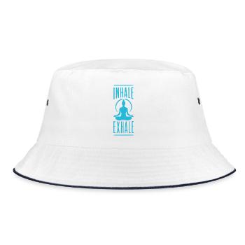 Inhale Exhale Yoga Meditation Spruch - Bucket Hat - Weiß/Navy - Vorne