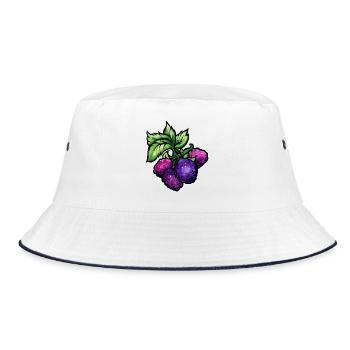 Aquarell-Himbeercluster - Bucket Hat - Weiß/Navy - Vorne