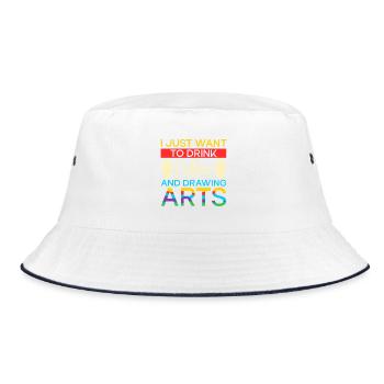 Artist Painter Graphic Want Drink Coffee & Drawing - Bucket Hat - Weiß/Navy - Vorne
