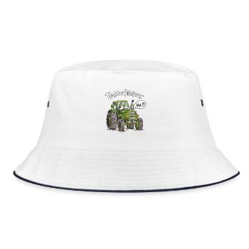 Traktorflüsterer Landwirt Trecker Bauernhof Humor - Bucket Hat - Weiß/Navy - Vorne