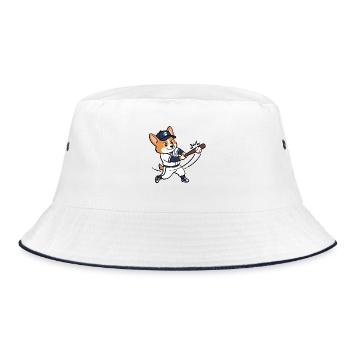 Süßer Corgi-Hund spielt Baseball, Sportliebhaber - Bucket Hat - Weiß/Navy - Vorne