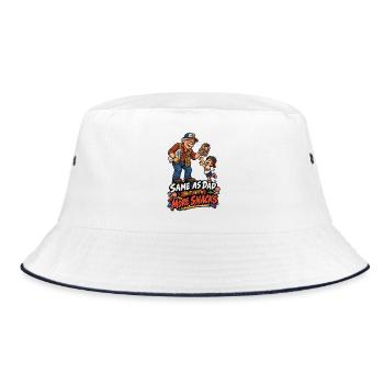 Gleich wie Papa, mehr Snacks - Bucket Hat - Weiß/Navy - Vorne
