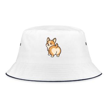 Süßer Corgi-Po Kawaii Fluffy Dog Heart Po Geschenk - Bucket Hat - Weiß/Navy - Vorne