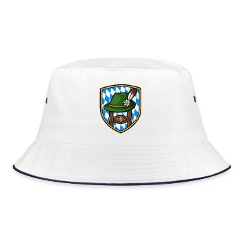 Bayerisches Edelweiß Schild - Bucket Hat - Weiß/Navy - Vorne